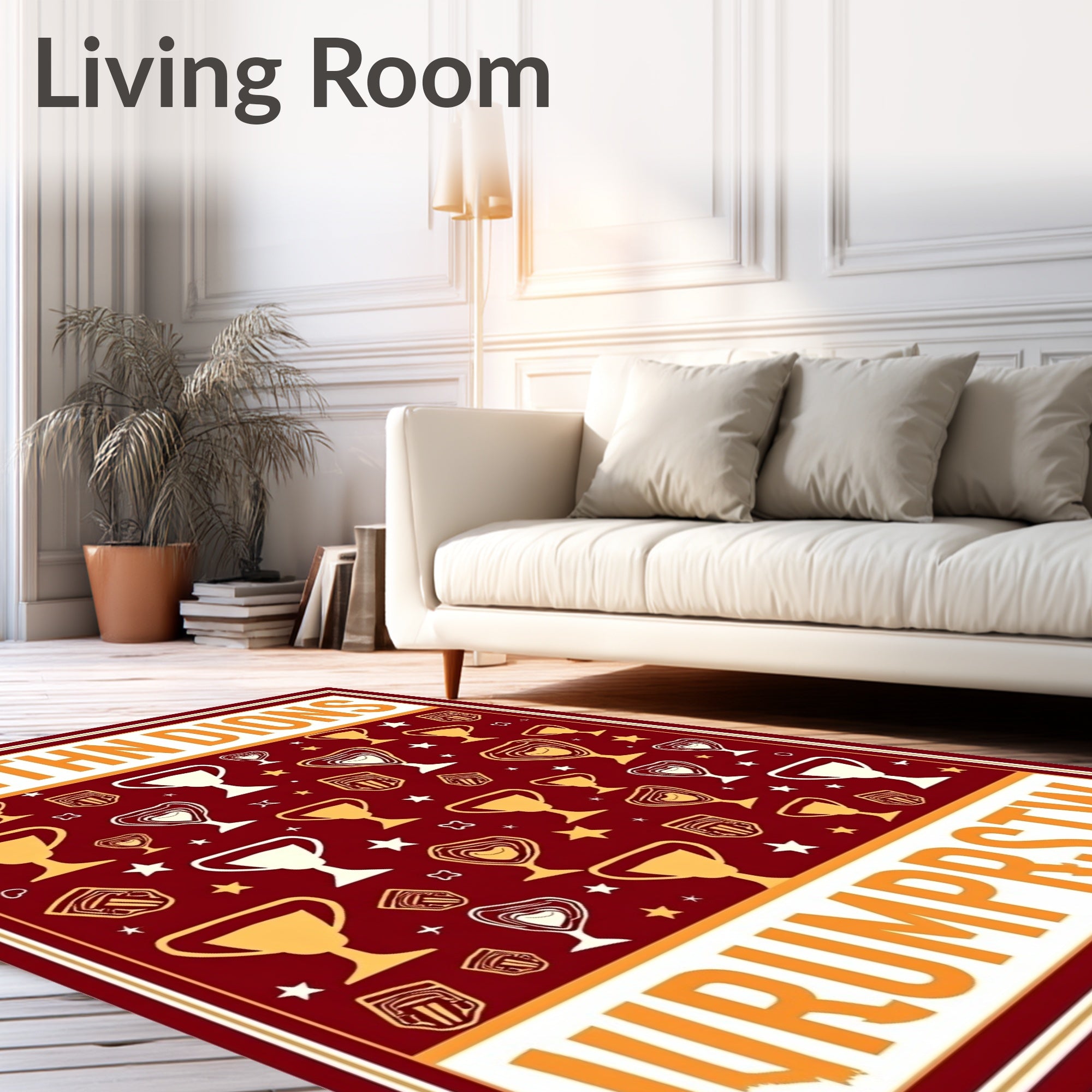 Golden Trophies Red Starburst Rug