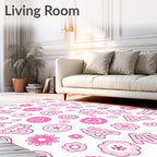 Pink Floral Alphabet Confetti Rug