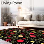 Red Yellow Ornament Pine Branches Rug