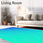 Oceanic Blue Gradient Wavy Lines Rug