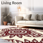 Crimson White Mandala Bloom Rug