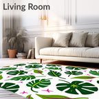 Lush Green Tropical Leaf Mix Rug