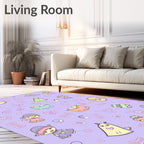 Charming Lilac Cute Characters Cars Rug