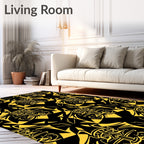 Bold Yellow Tribal Mask Repeat Rug