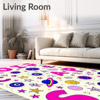 Cosmic Colorful Star Planet Alphabet Rug