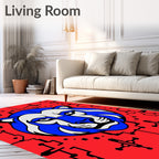 Bold Blue Feline Circuit Board Rug