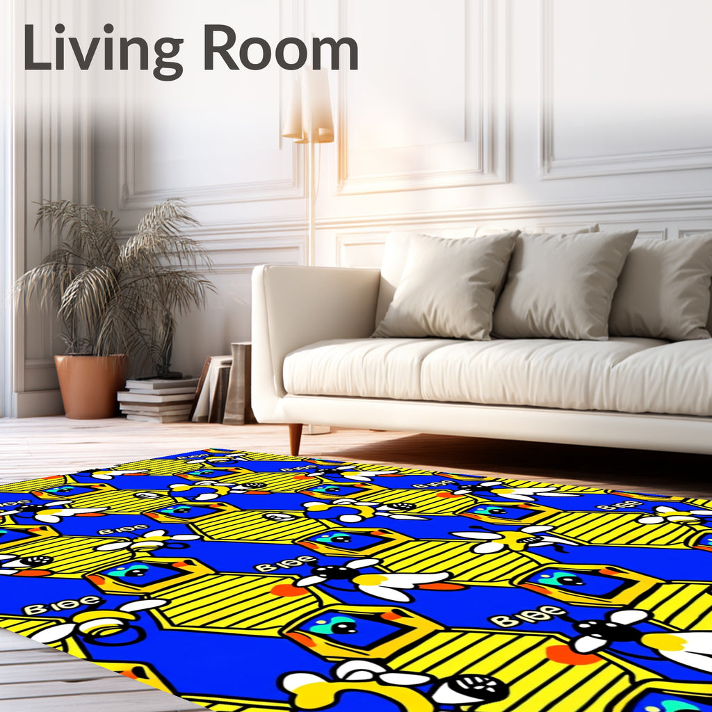 Whimsical Yellow Beehive Hexagon Rug