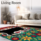 Black Cow Floral Meadow Rug