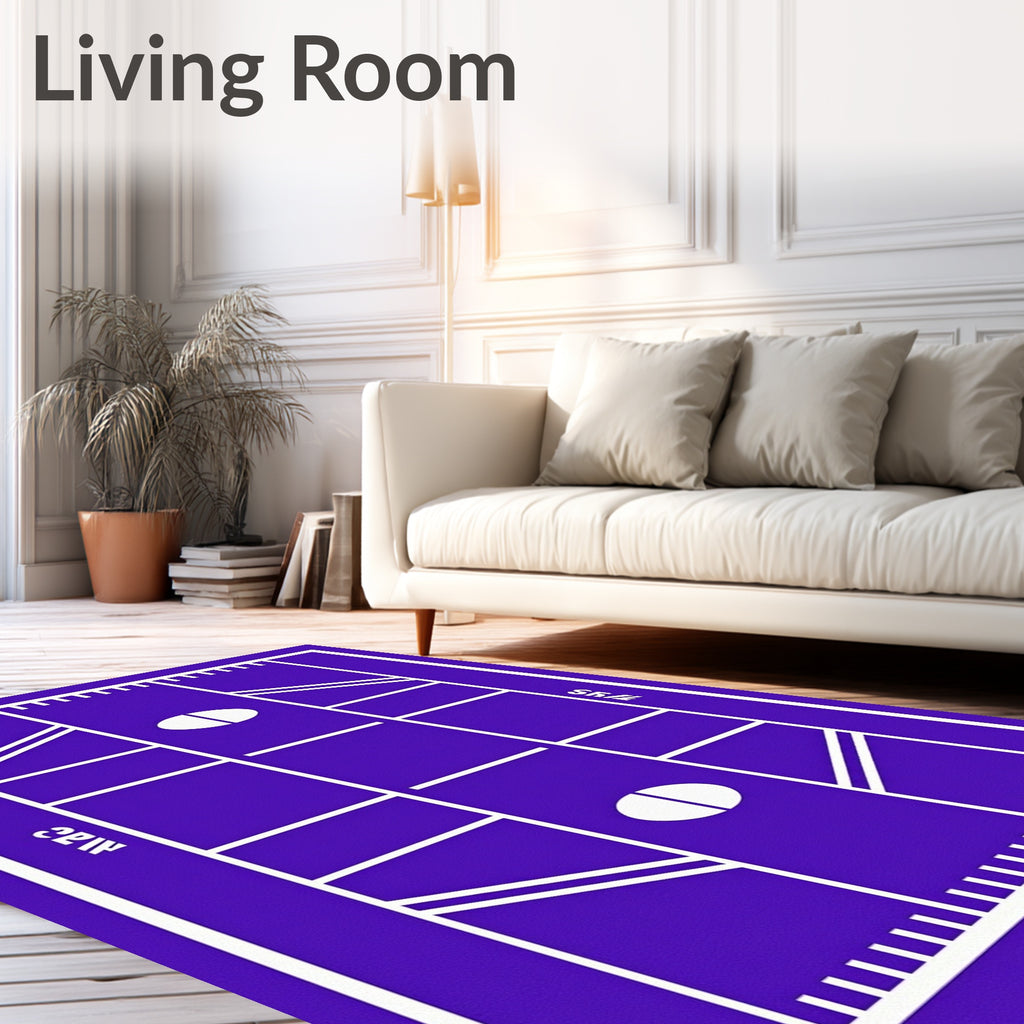 Bold Purple Football Field Graphic Rug
