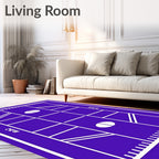 Bold Purple Football Field Graphic Rug