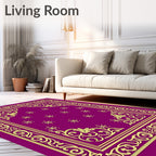 Ornate Gold Plum Scrollwork Rug