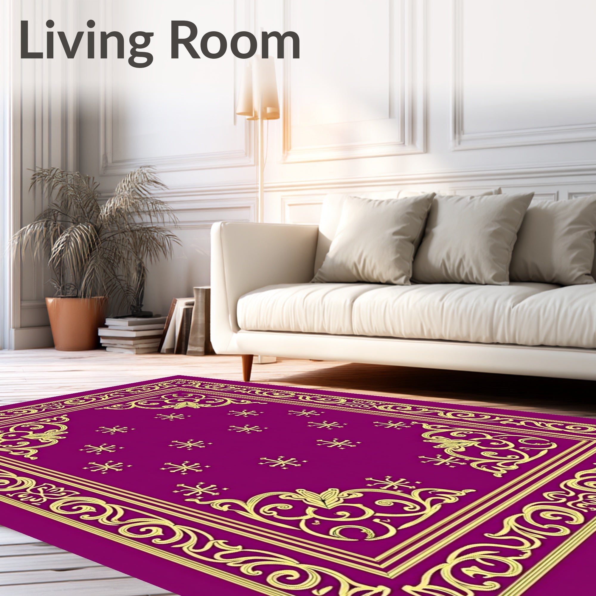 Ornate Gold Plum Scrollwork Rug