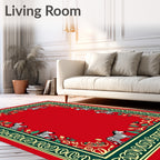 Red Zebra Floral Garden Border Rug