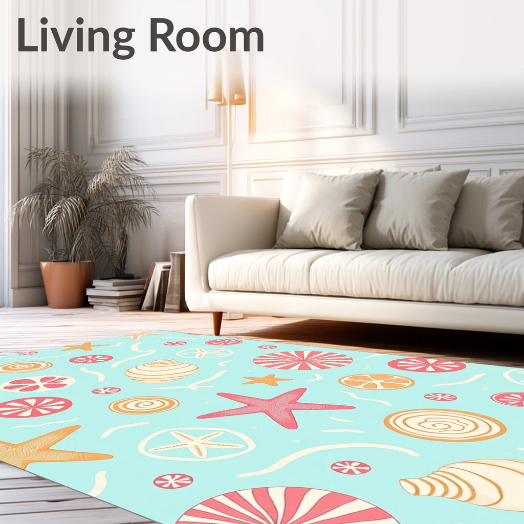 Coral Starfish Citrus Circles Rug