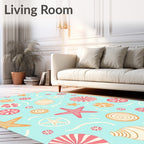 Coral Starfish Citrus Circles Rug