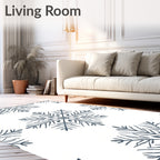 Winter Blue Snowflake Imprint Rug