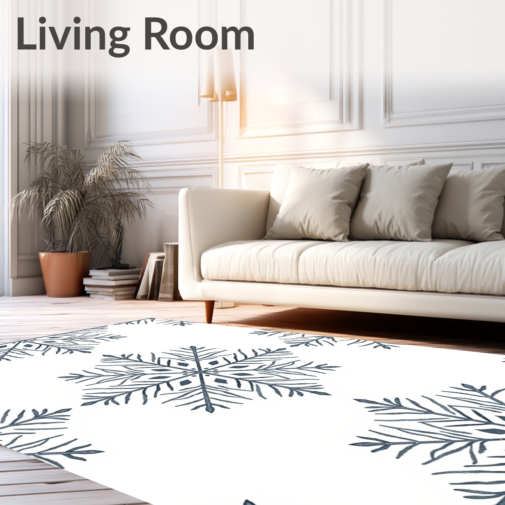 Winter Blue Snowflake Imprint Rug