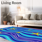 Yellow Starfish Blue Aqua Wave Rug