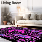 Vibrant Pink Unicorn Floral Swirl Rug