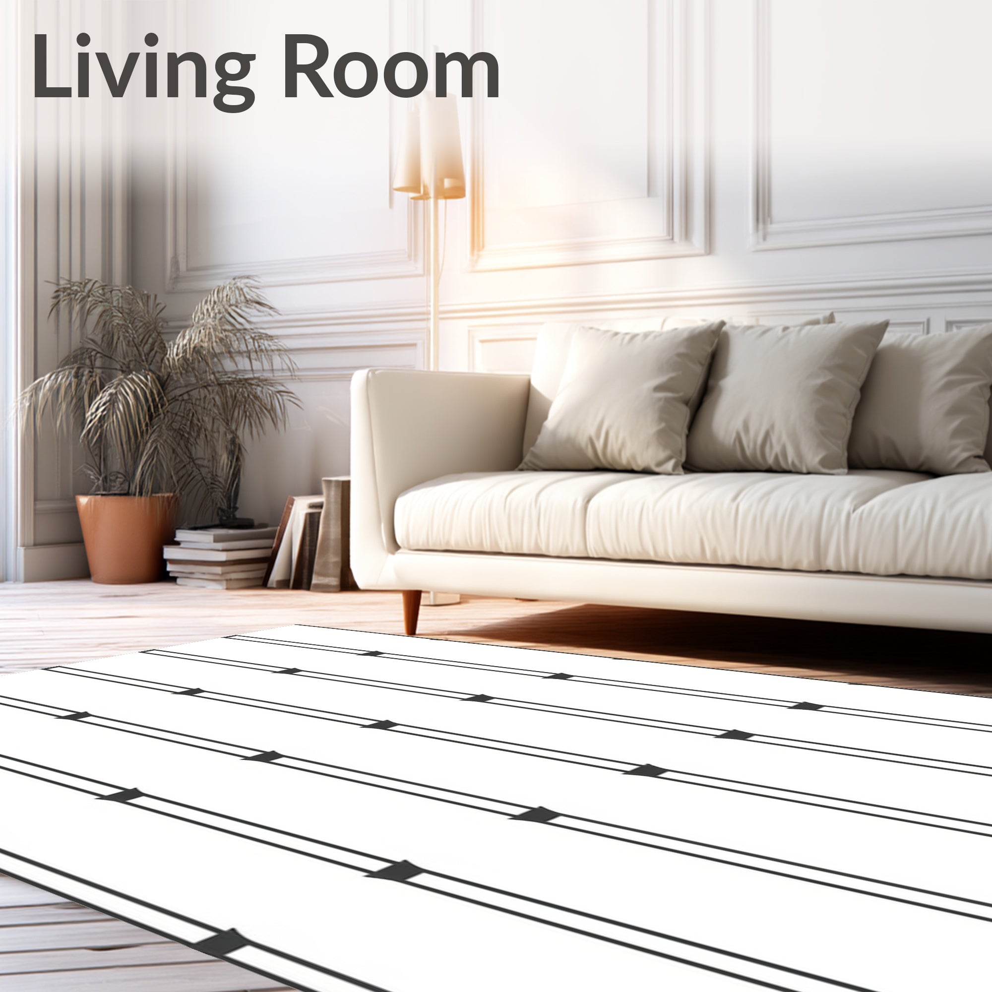 Modern Black Bamboo Column Rug