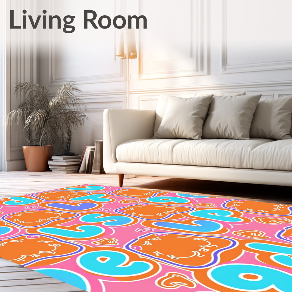 Graffiti Bold Orange Jellies Rug