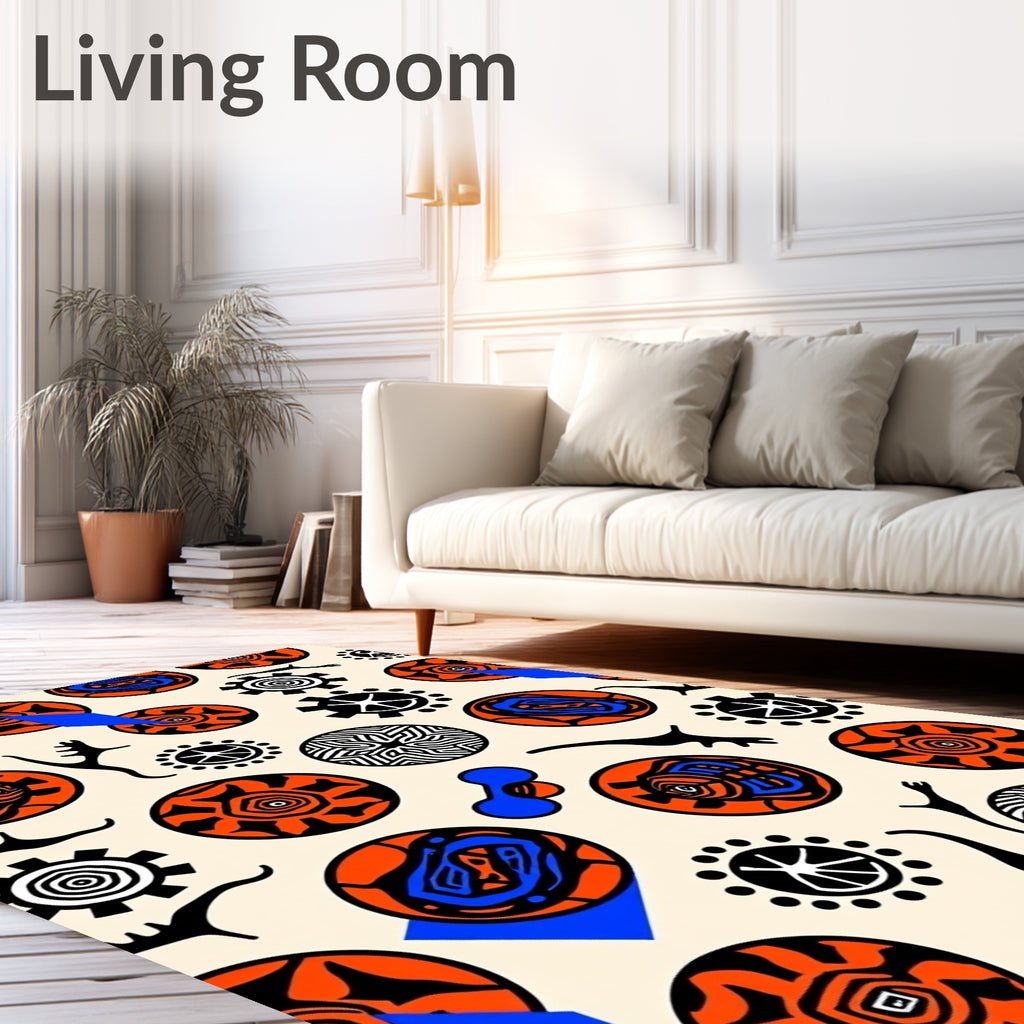 Bold Tribal Abstract Circles Rug