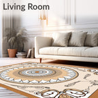 Earthy Brown Circular Medallion Art Rug