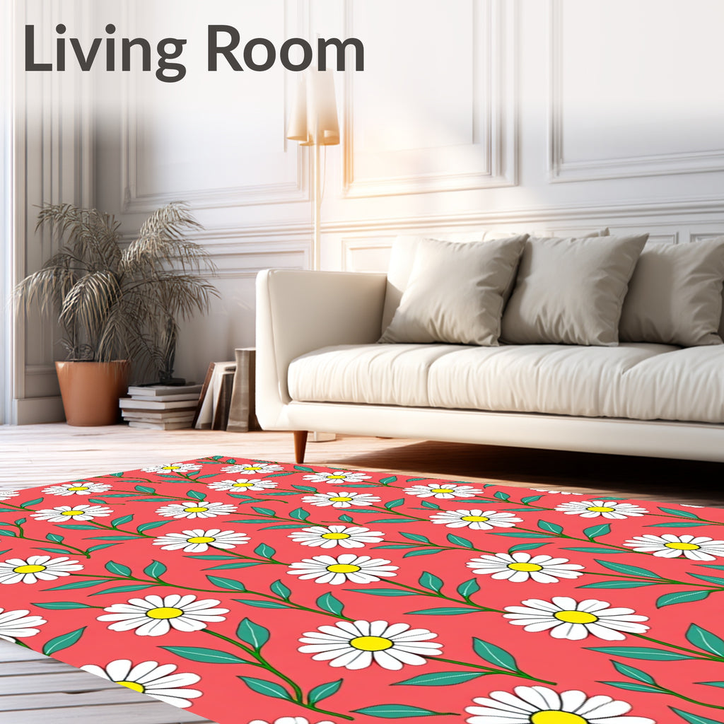 Coral Daisy Garden Vine Rug