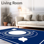 Navy Cosmic Rings Celestial Planets Rug