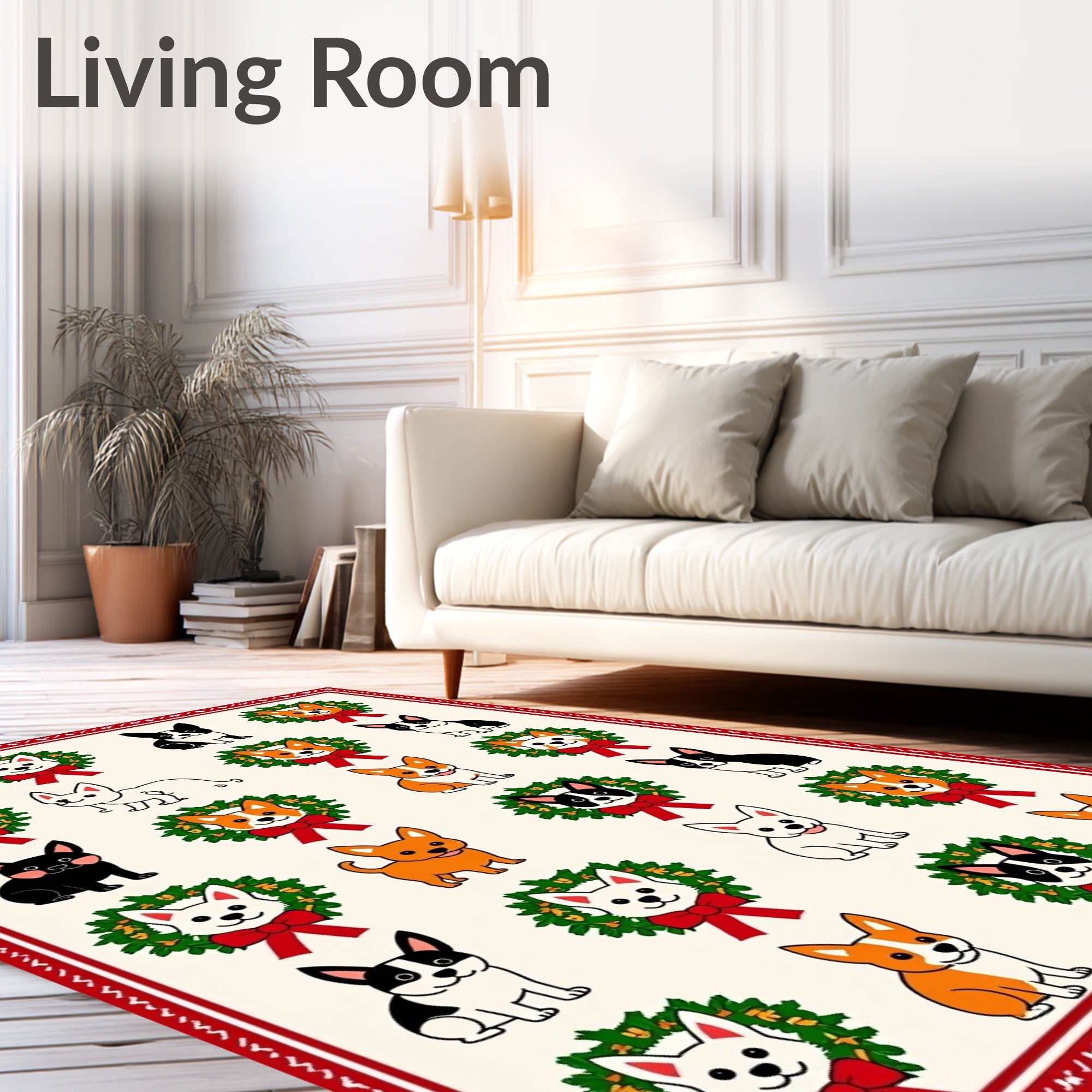 Christmas Corgi Wreath Collection Rug