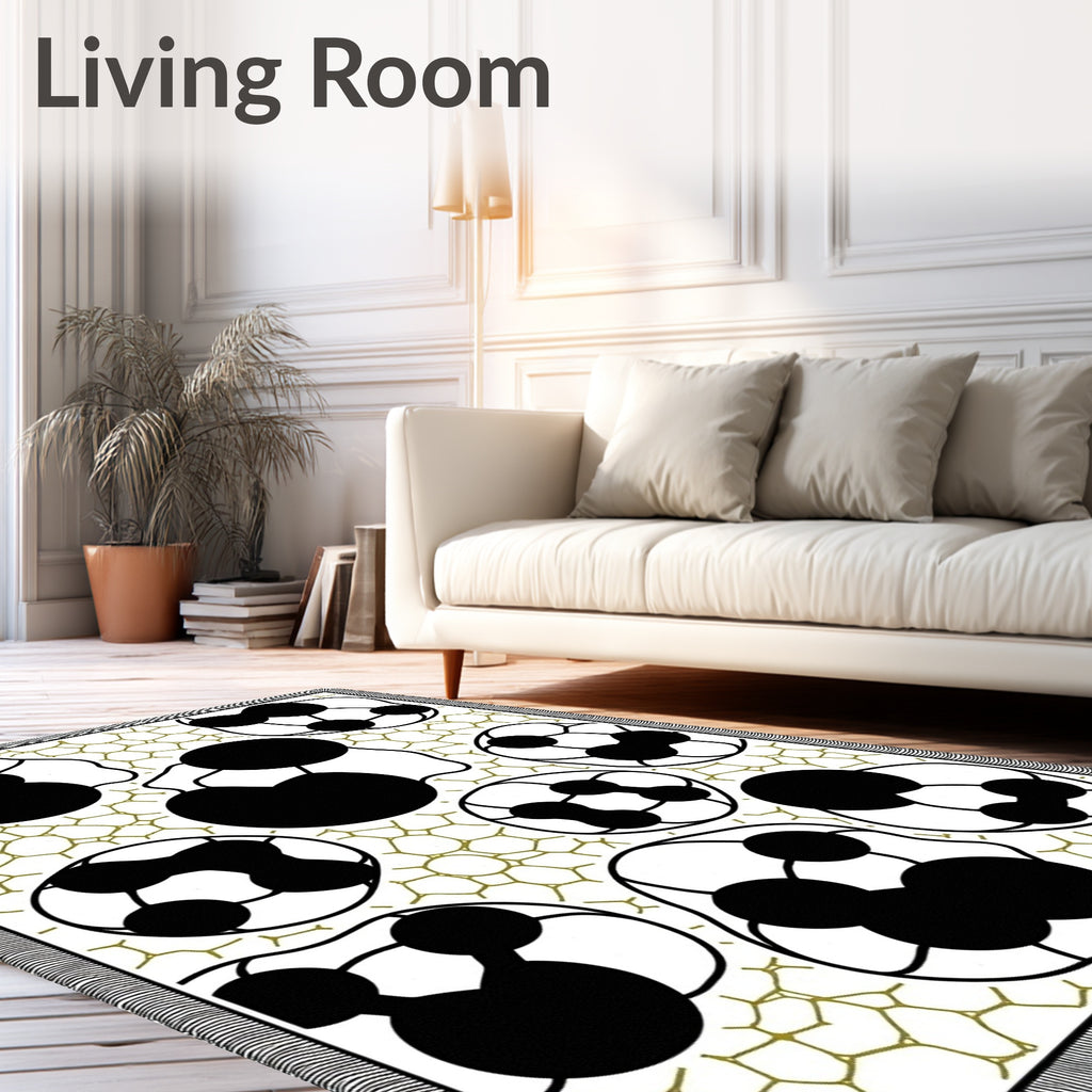 Abstract Black White Cellular Forms Rug