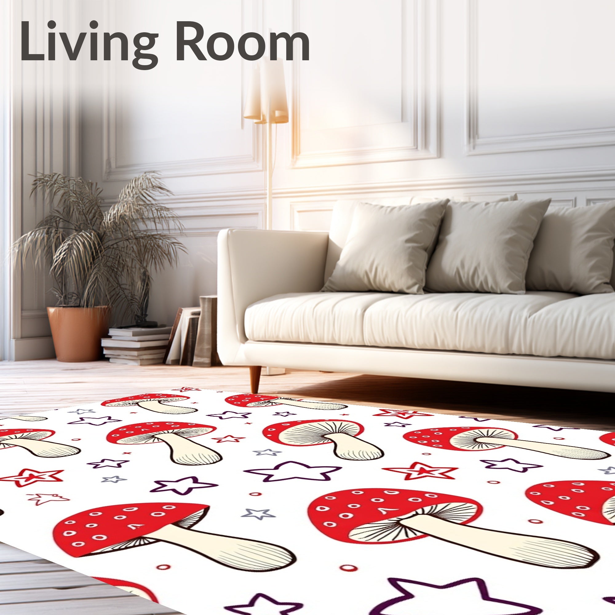 Red Mushroom Star Scatter Rug