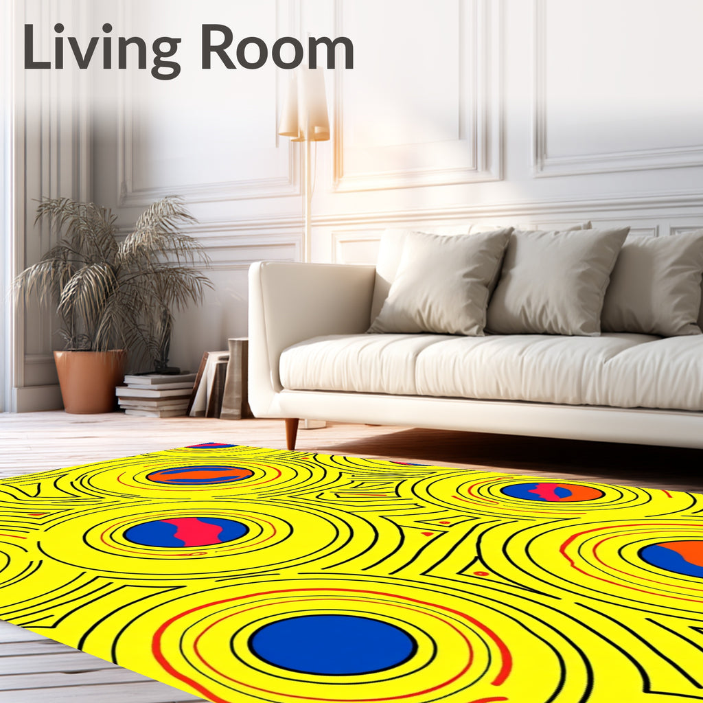 Vibrant Yellow Concentric Circles Rug