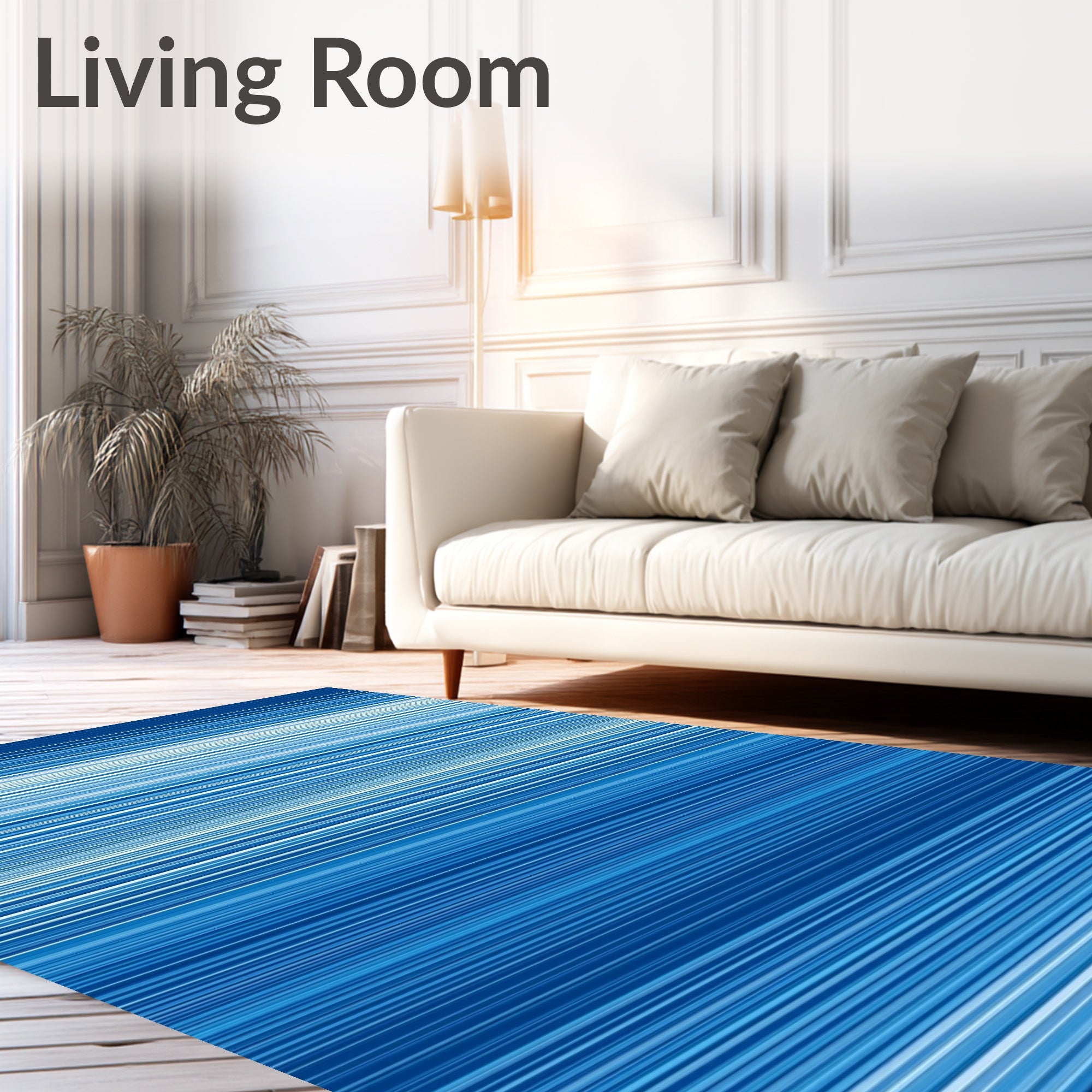 Deep Blue Gradient Horizontal Stripe Rug