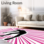 Dynamic Black Silhouette Pink Burst Rug
