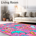 Pink Whimsical Sea Creatures Alphabet Rug