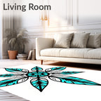 Aqua Teal Starburst Mandala Rug