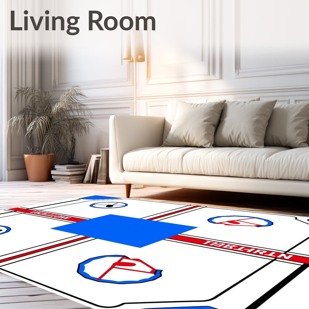 Red White Blue Geometric Abstract Layout Rug