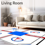 Red White Blue Geometric Abstract Layout Rug