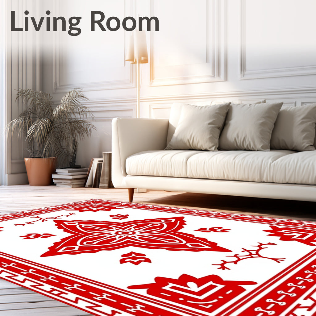 Classic Red Central Starburst Motif Rug