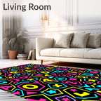 Neon Alphabet Collage Shapes Rug