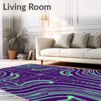 Purple Teal Abstract Interconnected Lines Rug