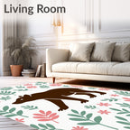 Brown Bear Woodland Floral Rug