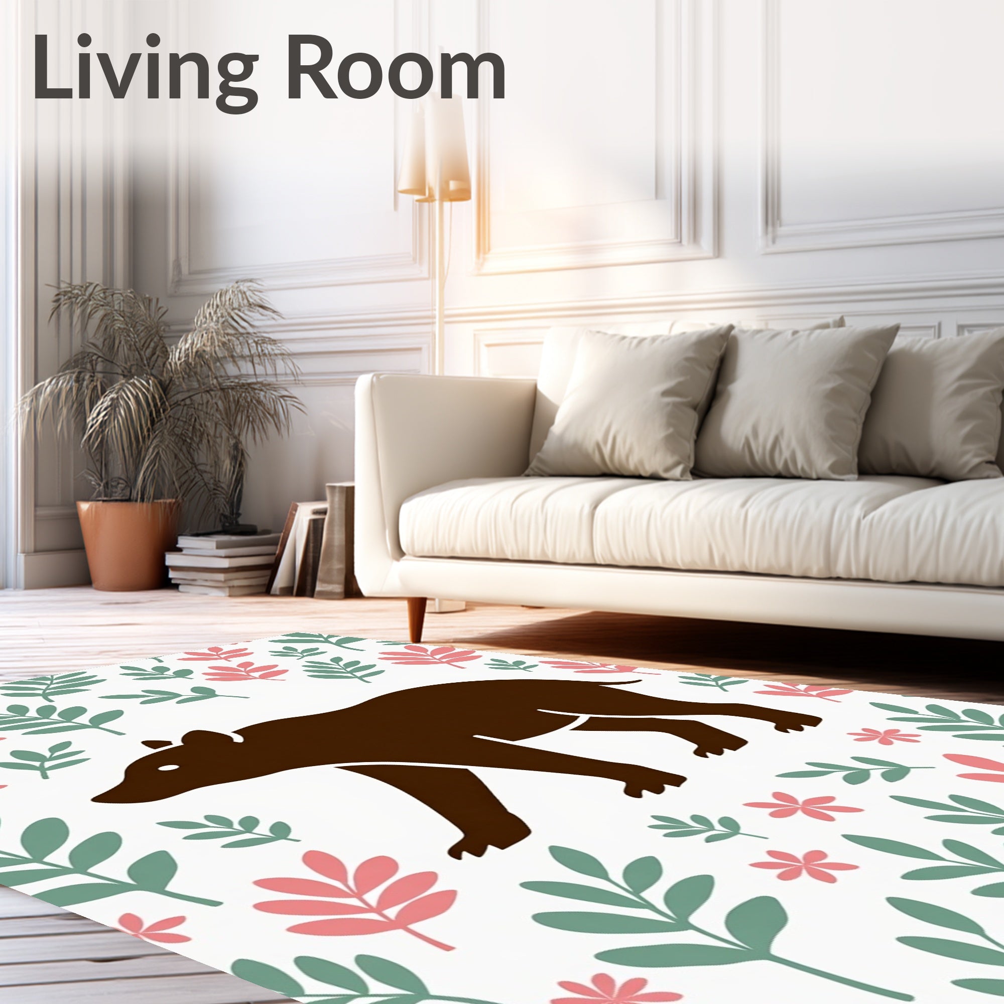 Brown Bear Woodland Floral Rug