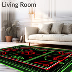 Retro Neon Sports Court Rug