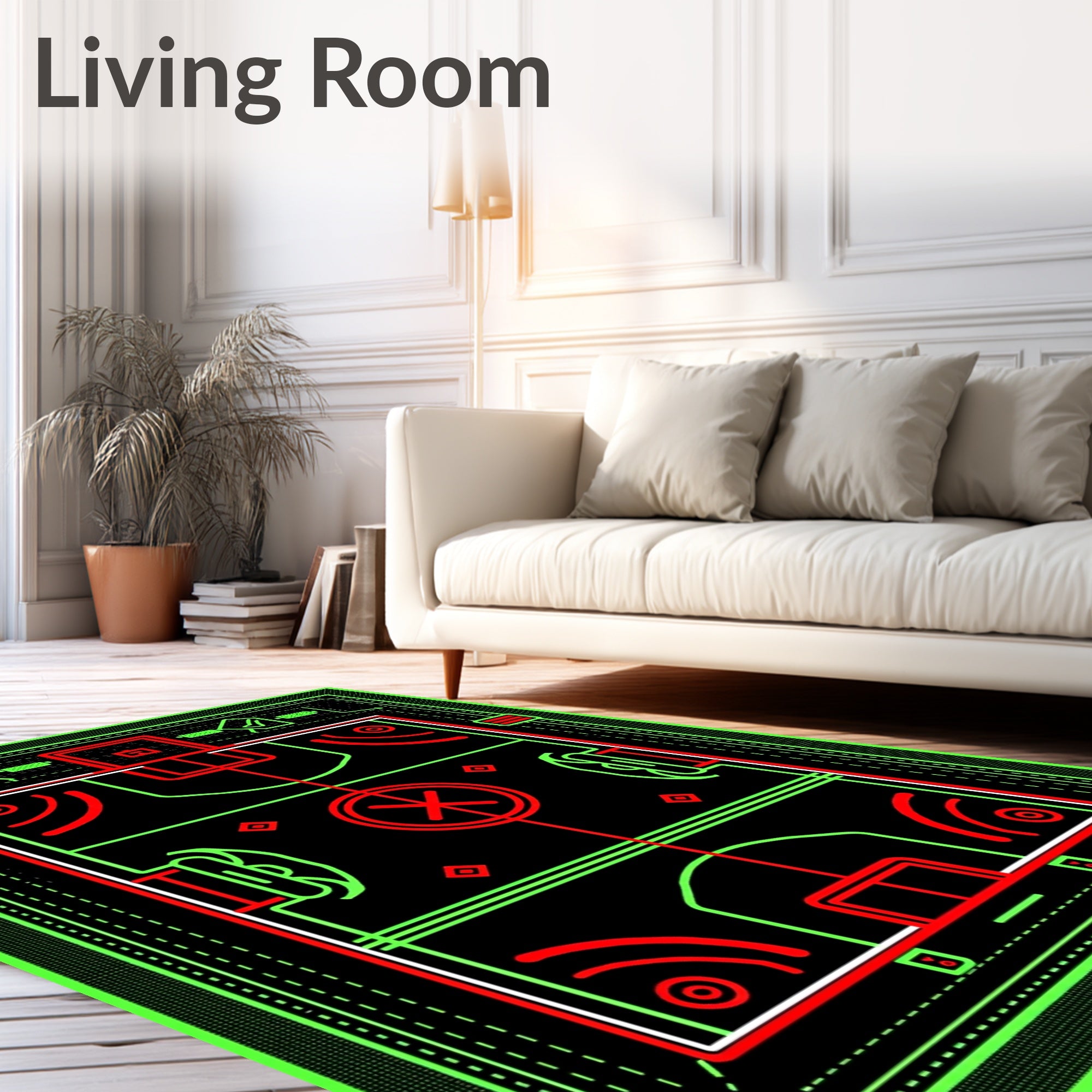 Retro Neon Sports Court Rug