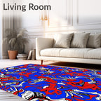 Surreal Red Blue Abstract Organism Rug