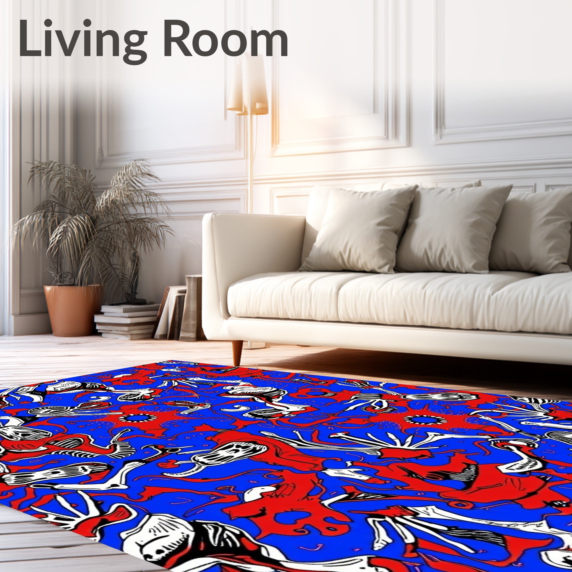 Surreal Red Blue Abstract Organism Rug