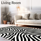 Black White Organic Abstract Lines Rug