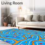 Whimsical Blue Orange Road Map Rug